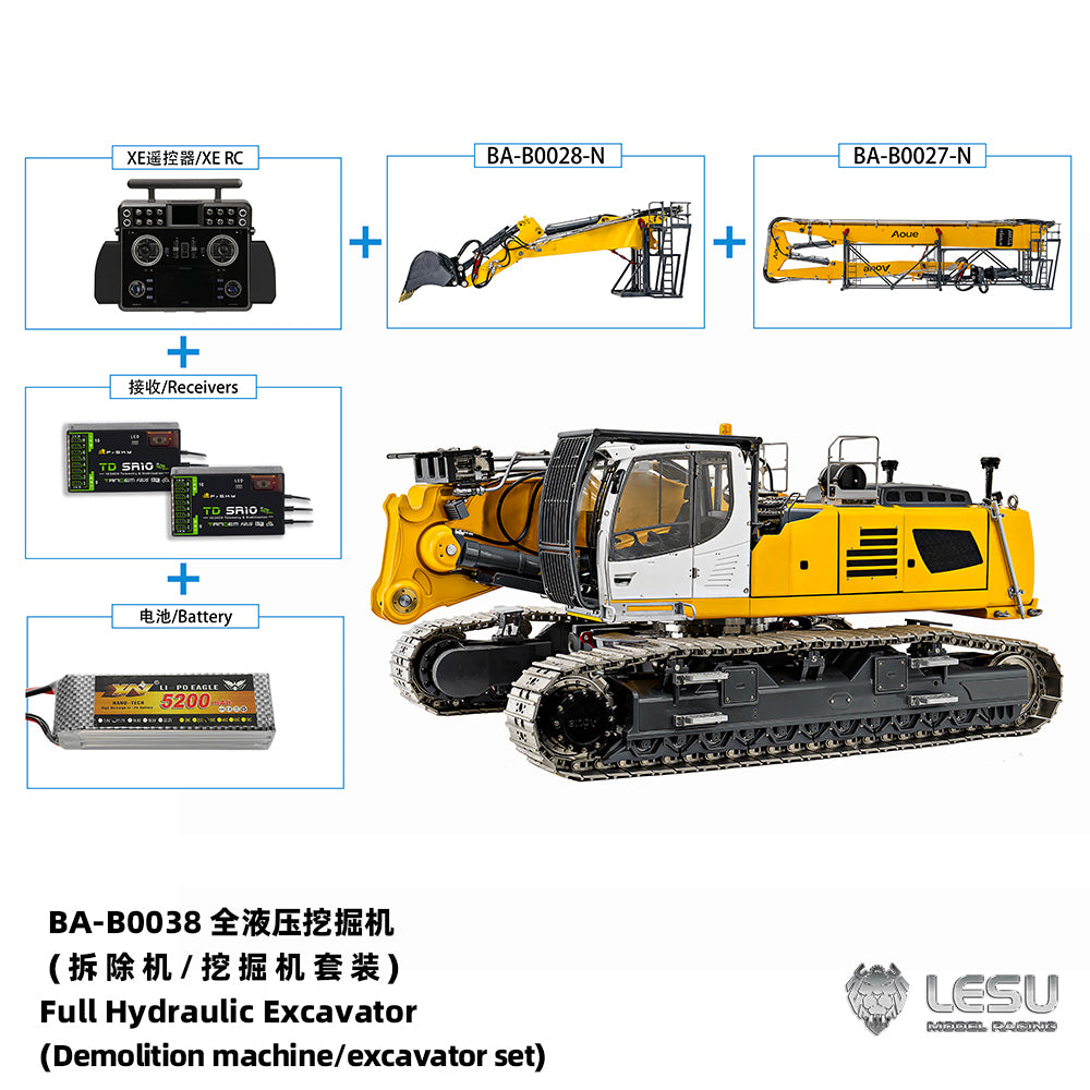 LESU 1/14 Fully Hydraulic Remote Control Model Simulation Excavator Aoue-LR960 Demolition Machine Excavator