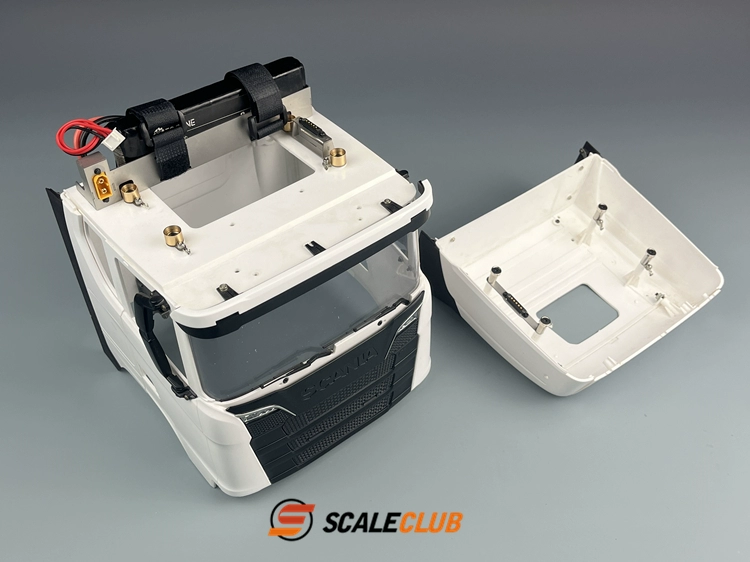 scaleclub 1/14 Tamiya tractor truck magnetic high roof kit battery modification European style