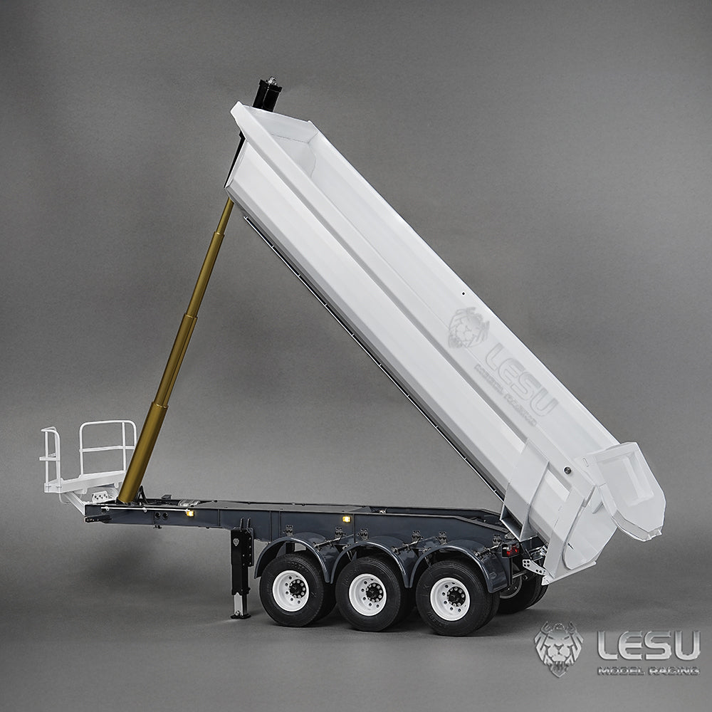 LESU 1/14 Simulation Tamiya Truck Model Hydraulic Lifting Three-Axis U-Bucket Metal Bucket Semi-Trailer Dump Truck
