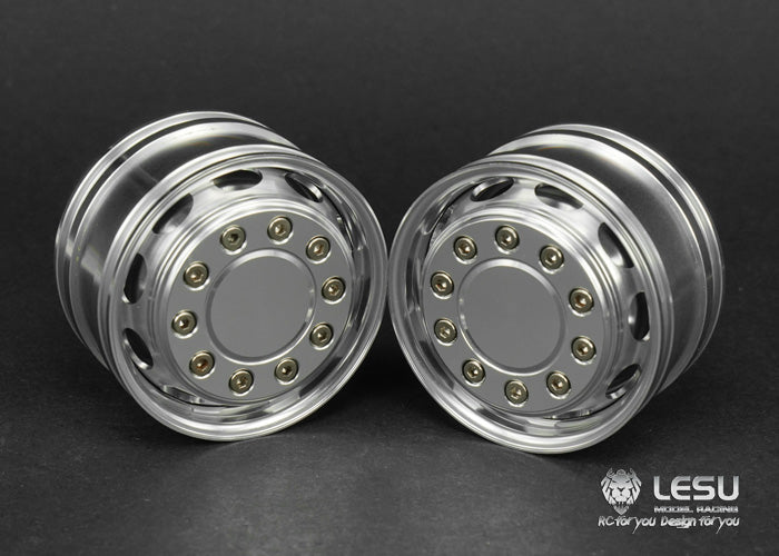 1/14 truck aluminum alloy wheel Tamiya tractor W-2043 wide wheel 10 holes oval front wheel model LESU