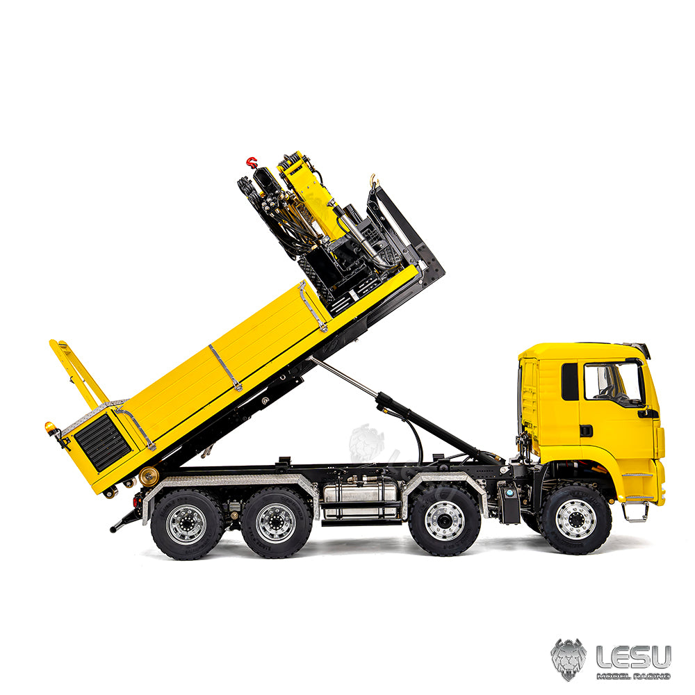 LESU 1/14 Truck MAN TGS 8*8 Ballast Bucket Truck Crane Fully Unloaded Roll-off Truck LS-Z0109