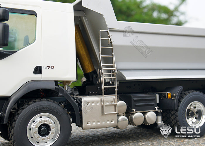 LESU 1/14 Truck Model Volvo 6*6 Three-axle Metal Axle Front Multi-stage Cylinder U-bucket Dump Truck
