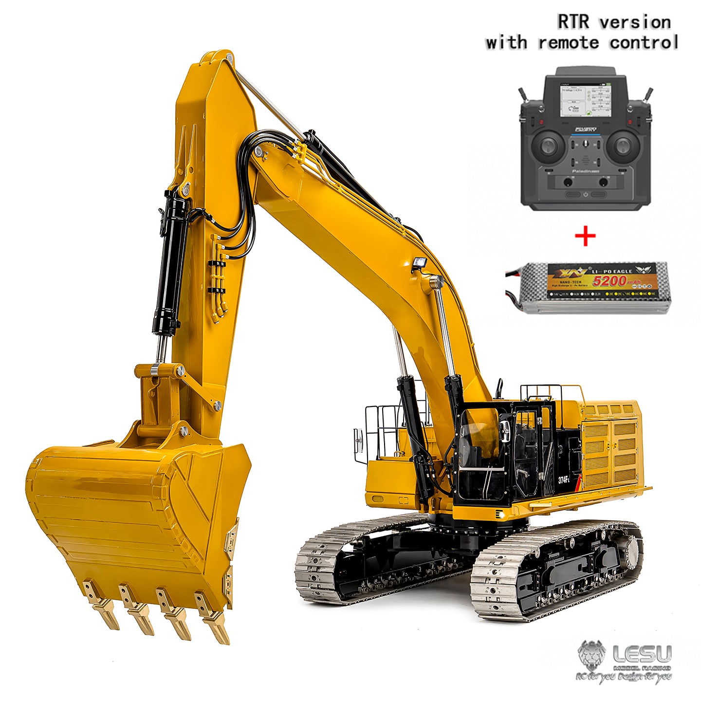 LESU 1/14 CAT 374F Heavy Excavator Remote Control Hydraulic Excavator Model Toy Full Metal Simulation Model