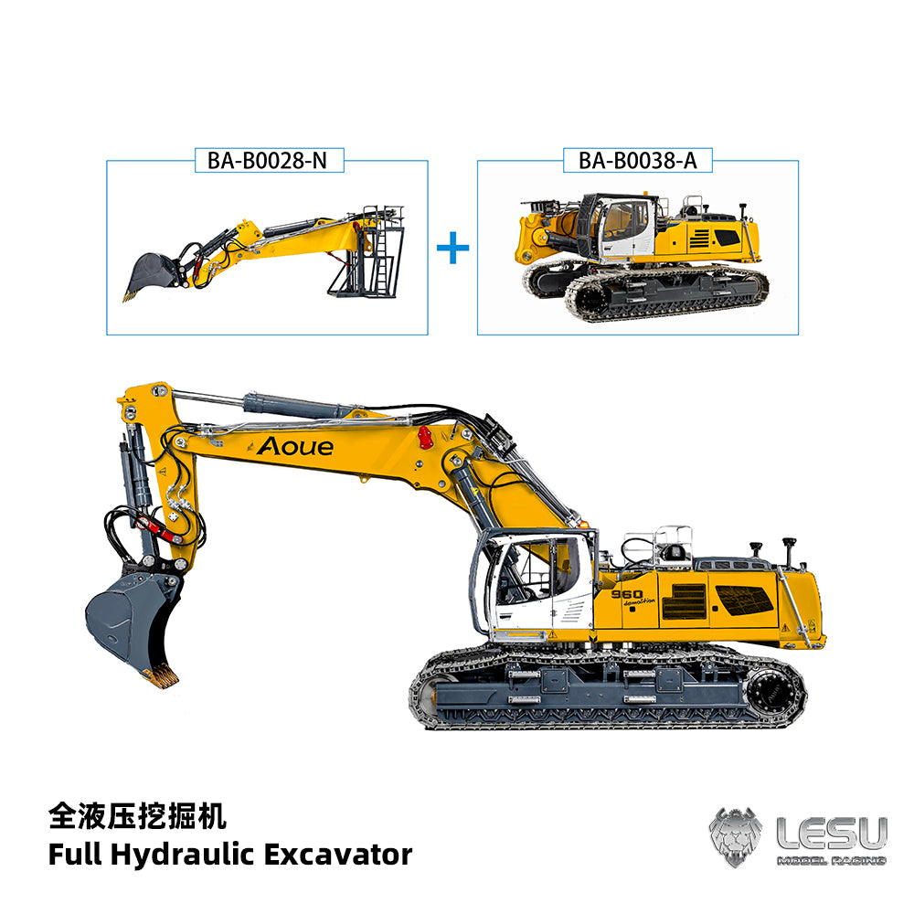 LESU 1/14 Fully Hydraulic Remote Control Model Simulation Excavator Aoue-LR960 Demolition Machine Excavator