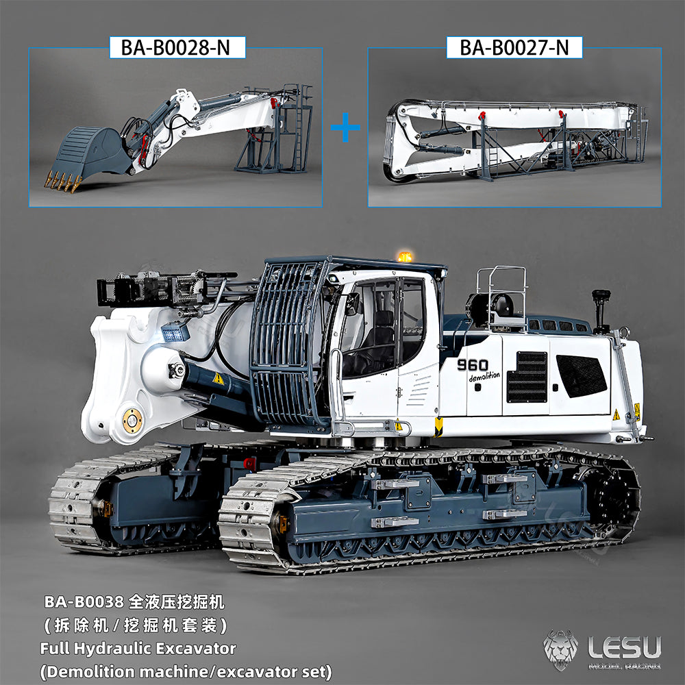 LESU 1/14 Fully Hydraulic Remote Control Model Simulation Excavator Aoue-LR960 Demolition Machine Excavator