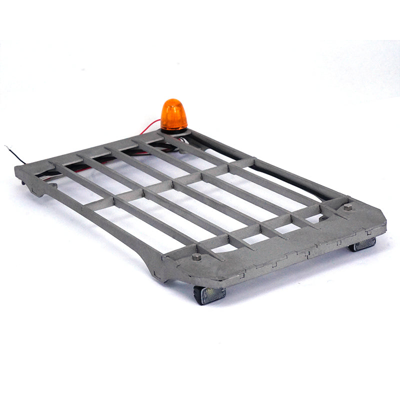 LESU 1/14 wheel excavator cab top metal anti-collision net with spotlight rotating light DIY modification