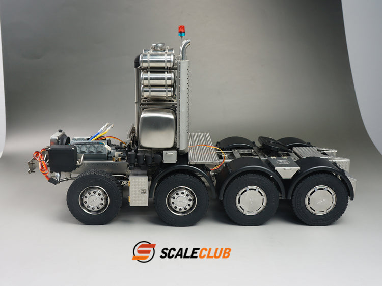 scaleclub 1/14 MAN F2000 8x6 chassis with short axle heavy trailer and chassis equipment rack
