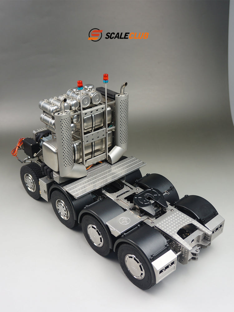 scaleclub 1/14 MAN F2000 8x6 chassis with short axle heavy trailer and chassis equipment rack