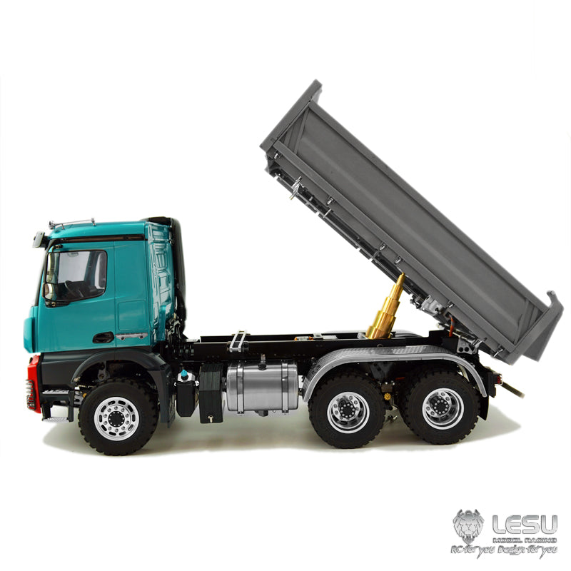 LESU 1/14 Tamiya benz 3348 full drive 6X6 high torque truck model toy hydraulic three-way dump truck