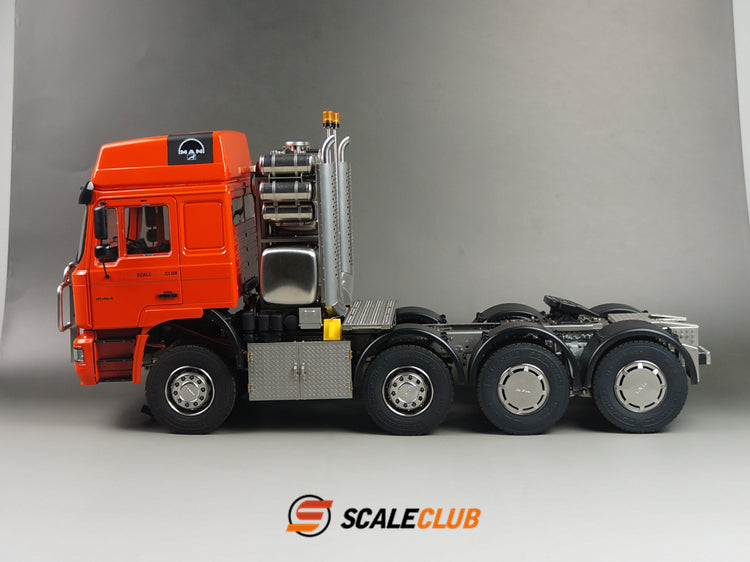 scaleclub 1/14 MAN F2000 8x8 all-metal heavy-duty trailer with metal door and equipment rack