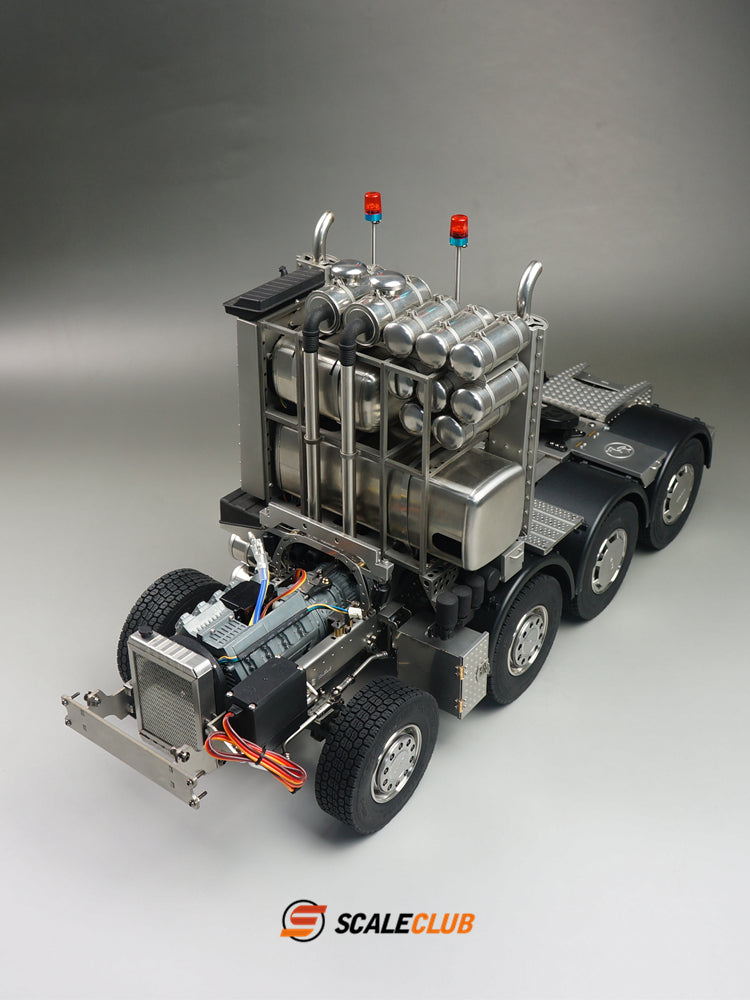 scaleclub 1/14 MAN F2000 8x6 chassis with short axle heavy trailer and chassis equipment rack