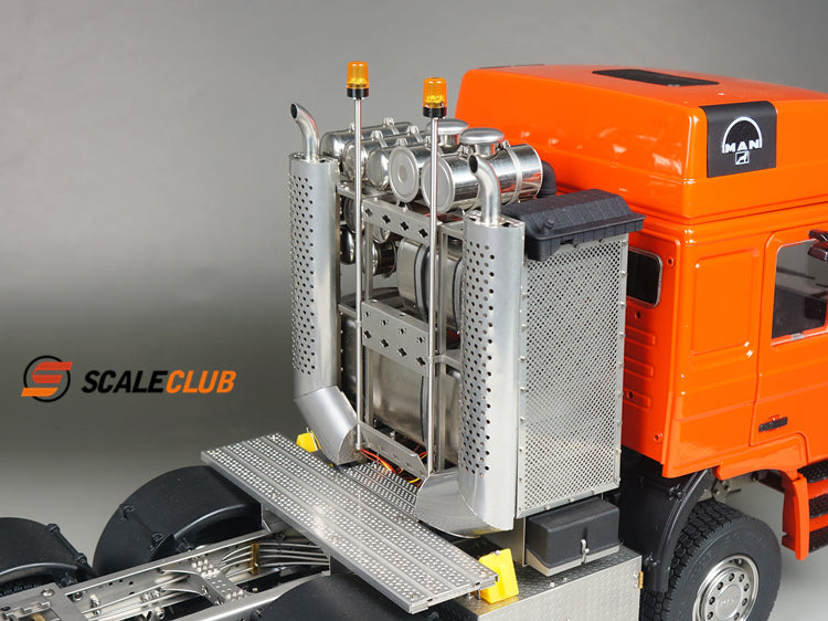 scaleclub 1/14 MAN F2000 8x8 all-metal heavy-duty trailer with metal door and equipment rack