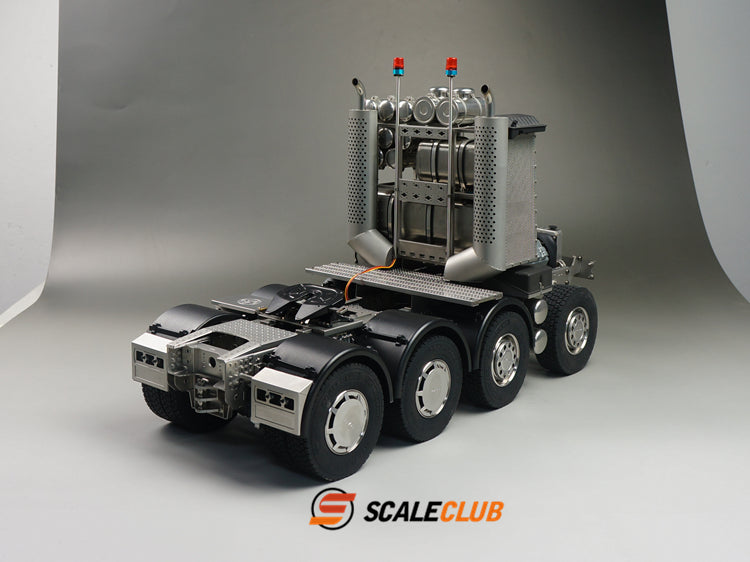 scaleclub 1/14 MAN F2000 8x6 chassis with short axle heavy trailer and chassis equipment rack