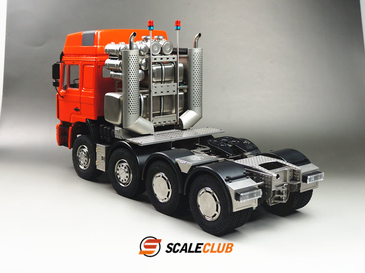 scaleclub 1/14 MAN F2000 8x6 chassis with short axle heavy trailer and chassis equipment rack