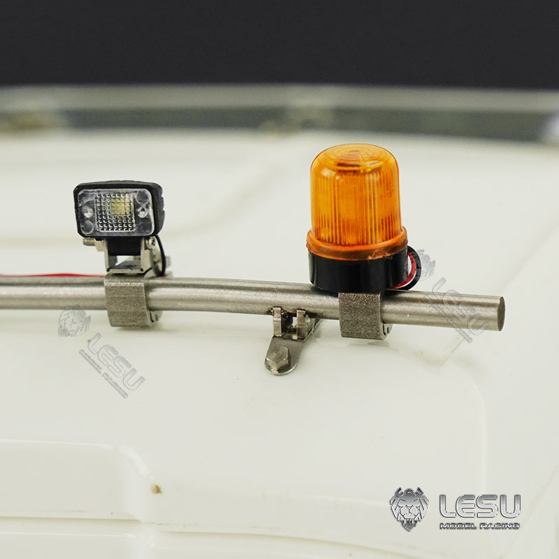 LED Spotlight Rotating Light Set For Tamiya 1/14 RC Traction Truck Engineering Vehicle Cab Roof Light Upgrade Parts LESU S-1300