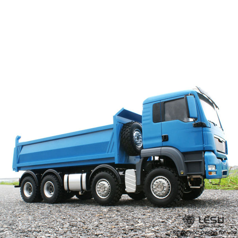 LESU 1/14 Tamiya MAN 8X8 full drive with differential lock bridge central differential hydraulic dump truck model