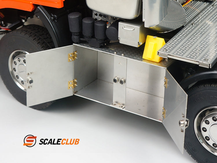 scaleclub 1/14 MAN F2000 8x8 all-metal heavy-duty trailer with metal door and equipment rack