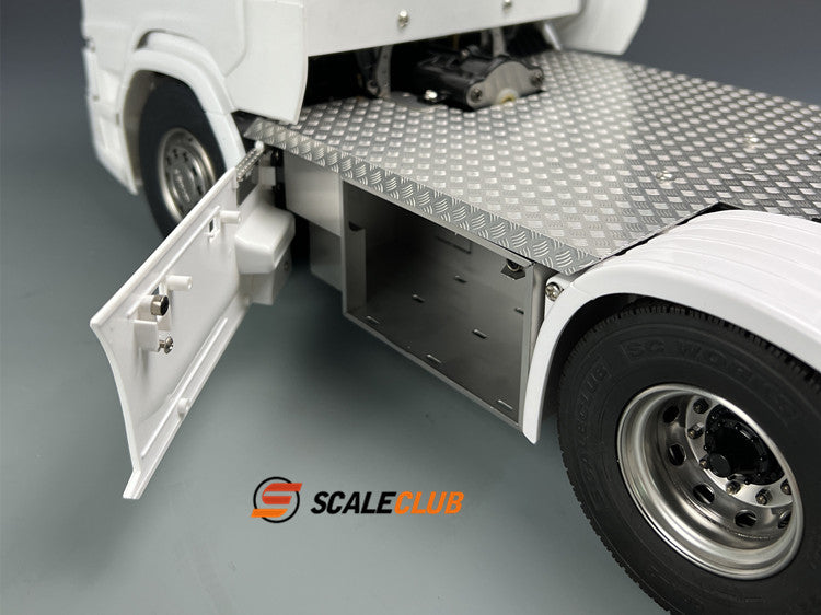 SCALECLUB Tamiya Scania 770s Upgrade Metal Chassis Anti-skid Plate Decorative Panel Tool Box