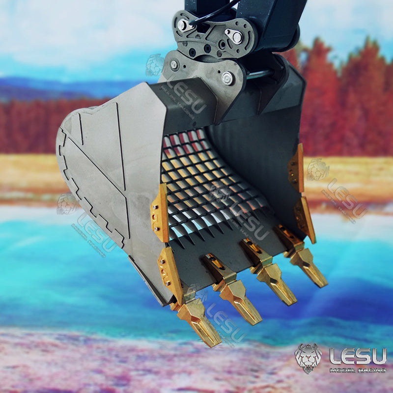 LESU 1/14 Engineering Hydraulic Excavator CAT 374F Modified Quick Release Grille Bucket Attachment