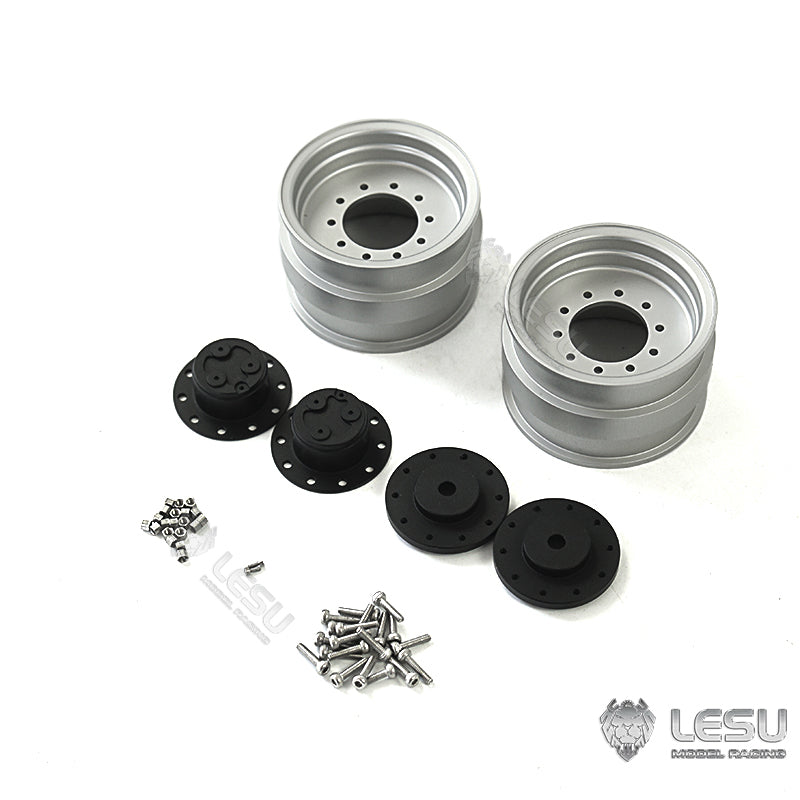LESU 1/14 CNC made simulation truck model backhoe loader front and rear large and small aluminum alloy wheels