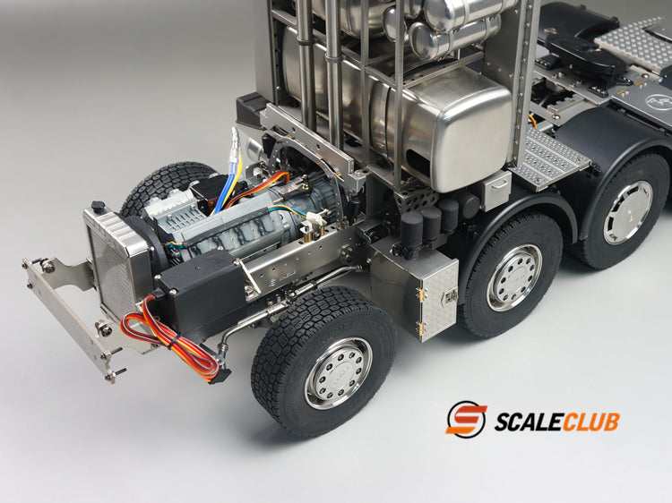 scaleclub 1/14 MAN F2000 8x6 chassis with short axle heavy trailer and chassis equipment rack