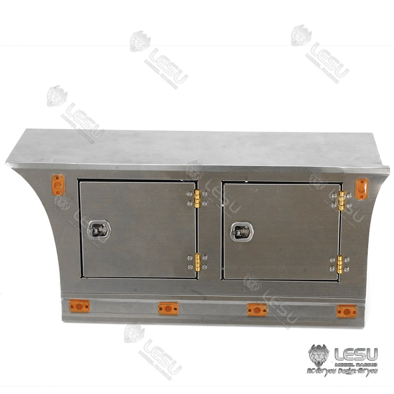 LESU G-6245 Metal Stainless Steel Pedal Side Skirts Tool Box with Lighting Set for Tamiya 1/14 RC Tri-axle Tractor Truck