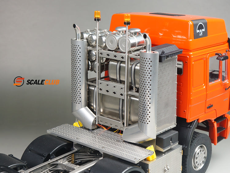 scaleclub 1/14 MAN F2000 8x8 all-metal heavy-duty trailer with metal door and equipment rack