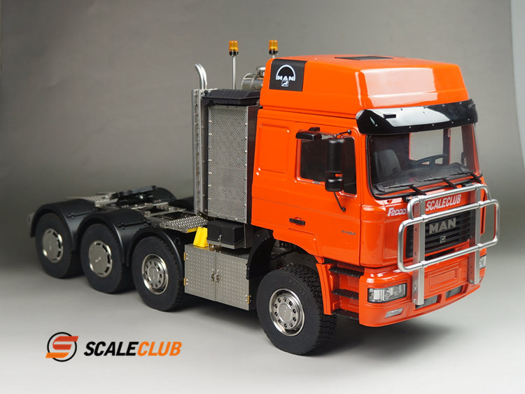 scaleclub 1/14 MAN F2000 8x8 all-metal heavy-duty trailer with metal door and equipment rack