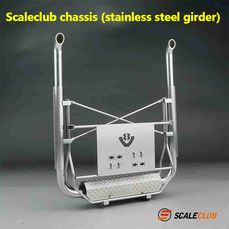 scaleclub Tamiya tractor truck European style with metal V-type exhaust on the driver's floor