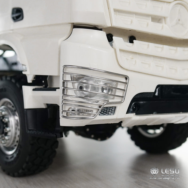 1 pair of LESU for Tamiya 3363 3348 1/14 RC tractor truck dump truck model toy metal stainless steel headlight protection cover