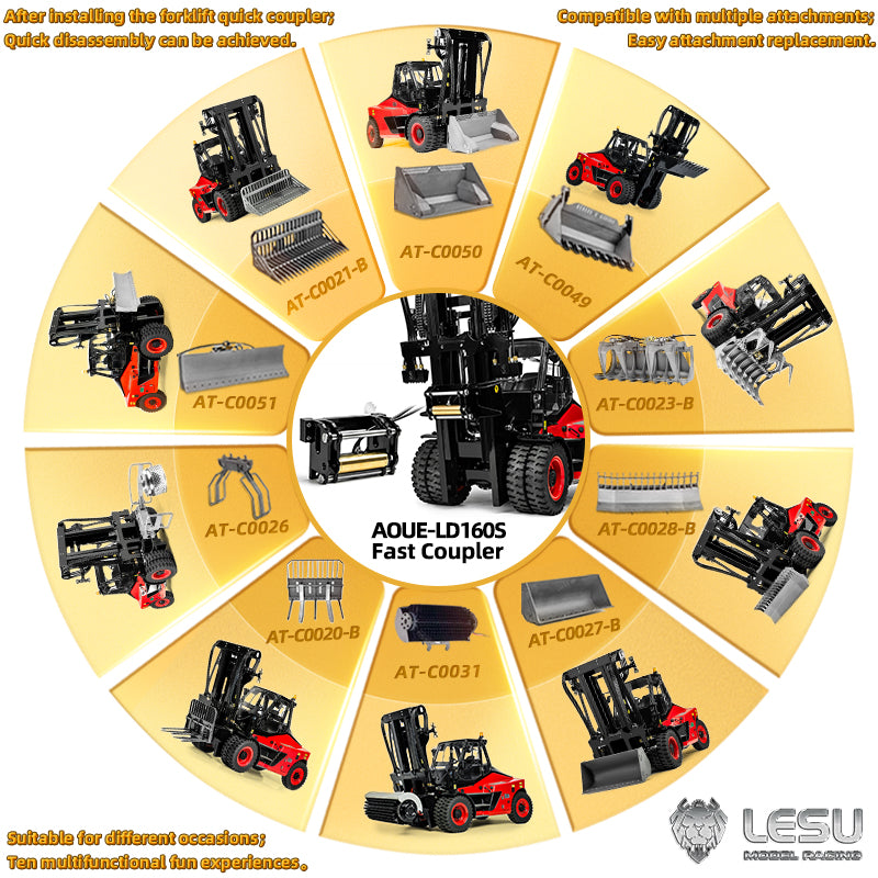 LESU 1/14 Simulation Heavy Forklift Model Toy Aoue-LD160S Forklift Attachment Collection