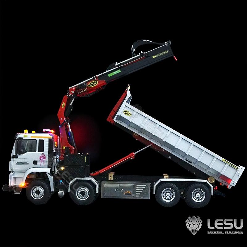 LESU 1/14 MAN Truck Roll-on/Roll-off Crane Full Unloading Remote Control Model RTR Metal Toy