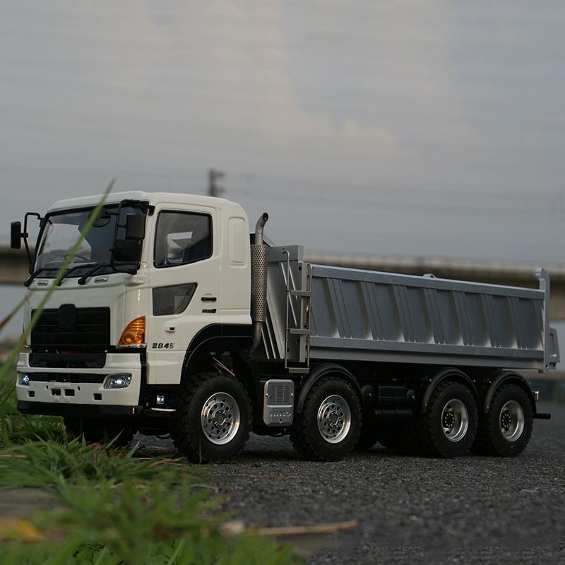 LESU 1/14 Hino Simulation Hydraulic Dump Truck Model Full Drive 8X8 Differential Lock Central Differential