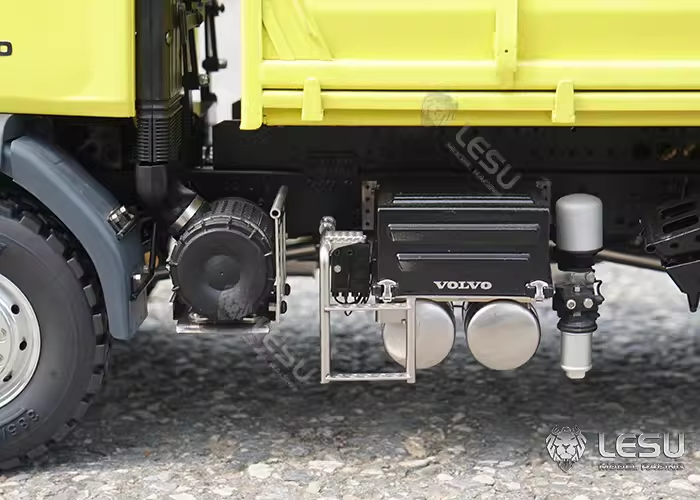 LESU 1/14 Tamiya truck model toy Volvo 4*4 double axle metal chassis high torque mud dump truck