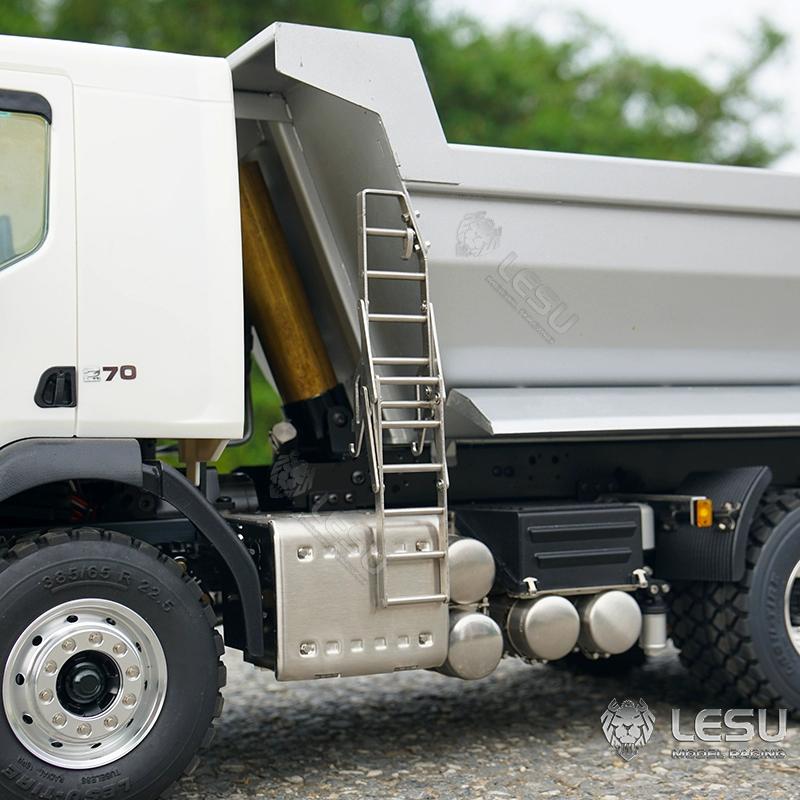LESU 1/14 Truck Model Volvo 6*6 Three-axle Metal Axle Front Multi-stage Cylinder U-bucket Dump Truck
