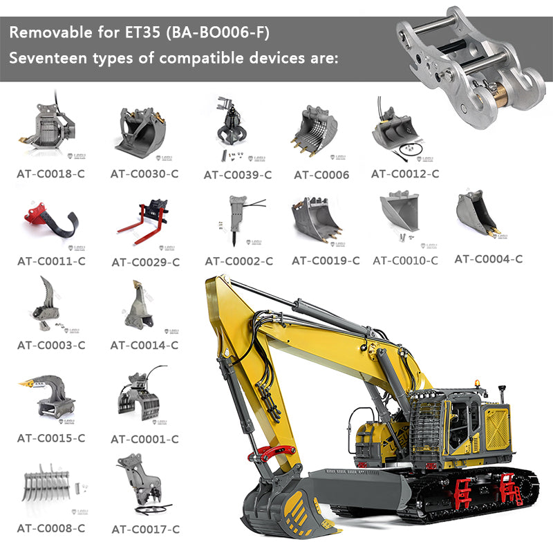 LESU 1/14 Heavy Hydraulic Excavator Model 7-way Valve Aoue ET35 Large Short Tail with Front Shovel Crawler Hydraulic Excavator