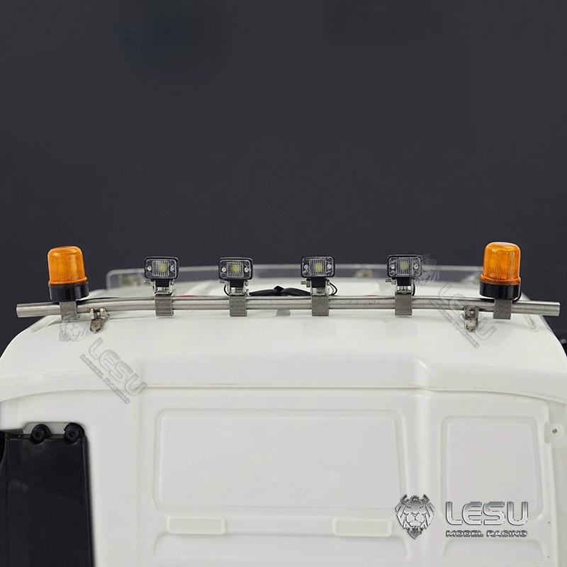LED Spotlight Rotating Light Set For Tamiya 1/14 RC Traction Truck Engineering Vehicle Cab Roof Light Upgrade Parts LESU S-1300