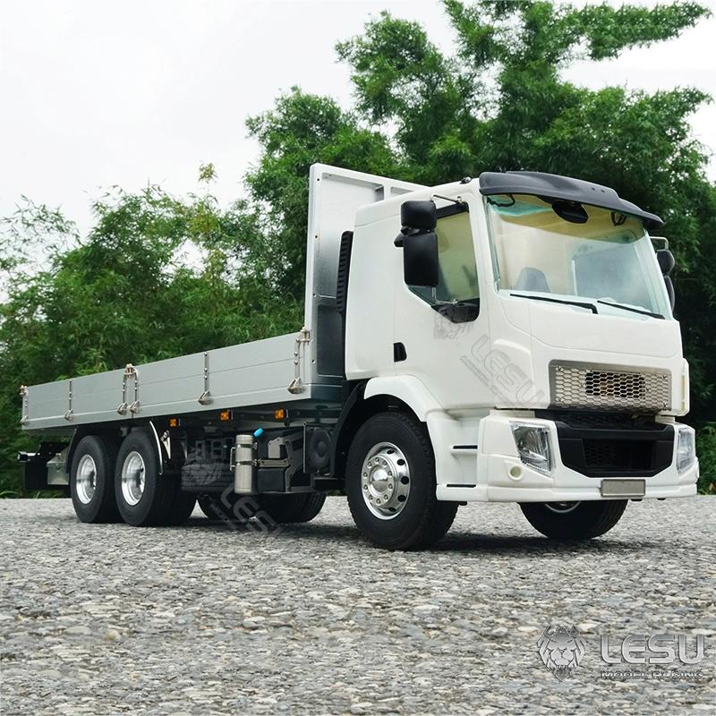LESU 1/1 Truck Model Toy Volvo 6X4 Flatbed Truck Remote Control Metal Transporter