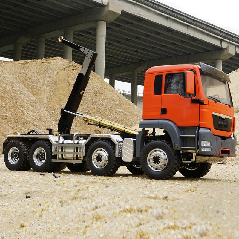 LESU 1/14 MAN TGS 8X8 four-axle drive metal dump truck hydraulic roll-on/roll-off full-unloading truck model