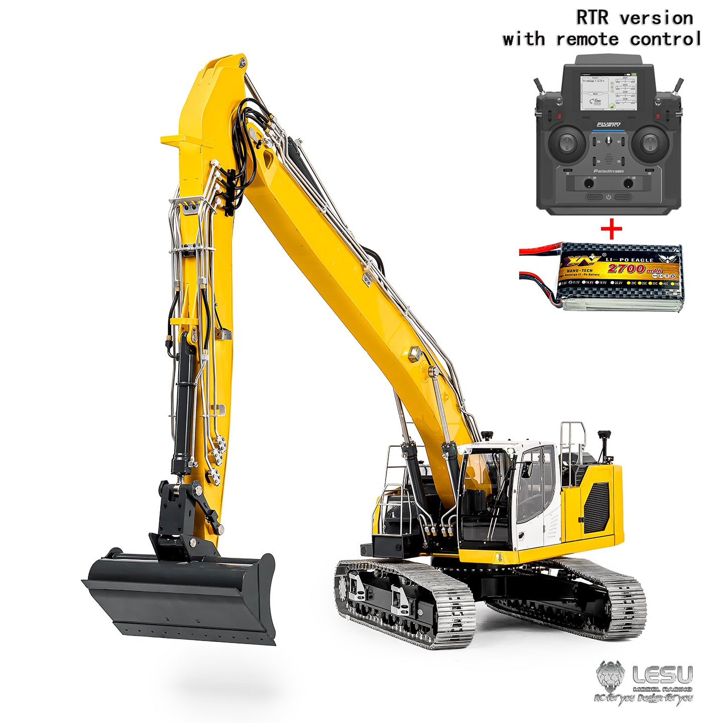 1/14 scale engineering remote-controlled hydraulic model CNC 7-way directional valve Aoue-945 long boom excavator BA-B0034