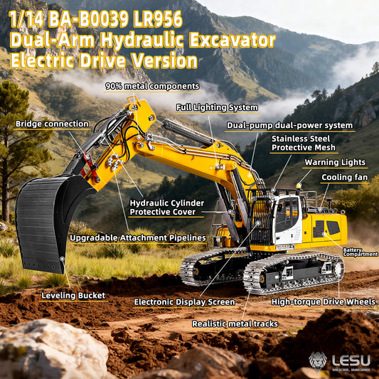 LESU 1/14 Aoue LR956 2-section boom RC hydraulic excavator model toy RTR BA-B0039