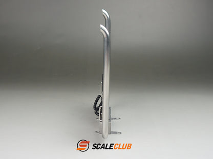 Scaleclub Model VPQ-TY-2 Metal Euro Truck Style Exhaust with Light for Tamiya Lesu 1/14 RC Trailer Truck Model Upgrade DIY Parts