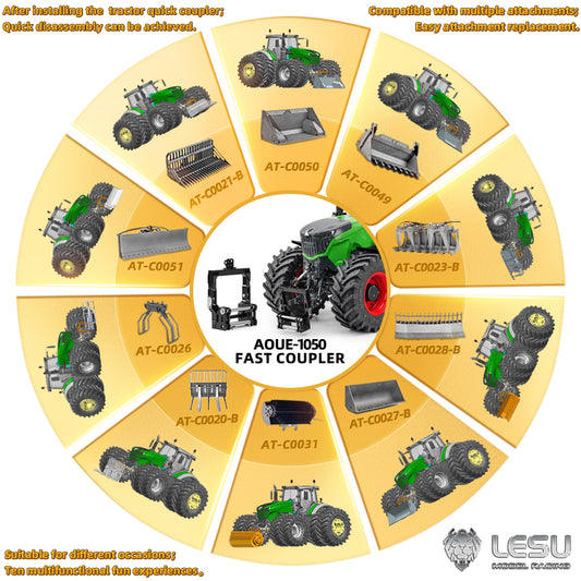 LESU 1/14 Aoue-1050 Fendt tractor quick release coupler AT-C0065 metal remote control hydraulic model toy