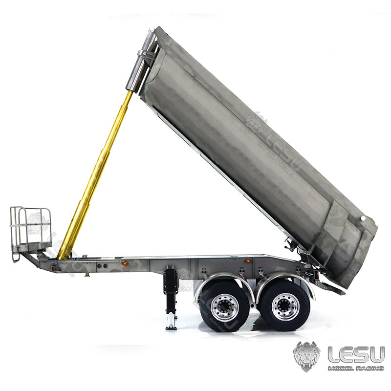 LESU 1/14 Tamiya tractor truck universal hydraulic lift U bucket metal bucket semi-trailer dump truck trailer
