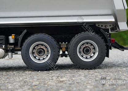 LESU 1/14 Truck Model Volvo 6*6 Three-axle Metal Axle Front Multi-stage Cylinder U-bucket Dump Truck