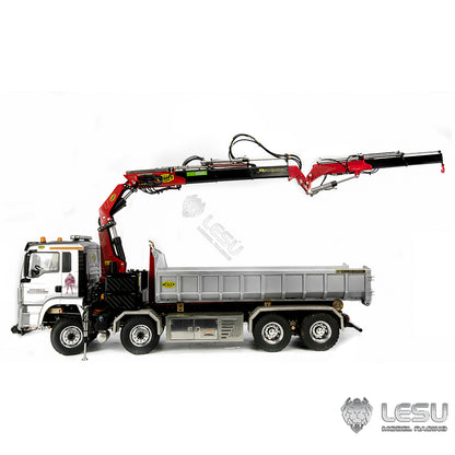 LESU 1/14 Tamiya tractor truck remote control model with crane upgrade parts and auxiliary crane full metal flying arm