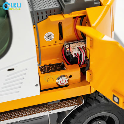 CUT 1/14 RC Hydraulic Wheeled Excavator LR914 8-ways Valve RTR Metal Remote Control 4*4 Digger Model Axle Lock Flysky PL18EV Lite