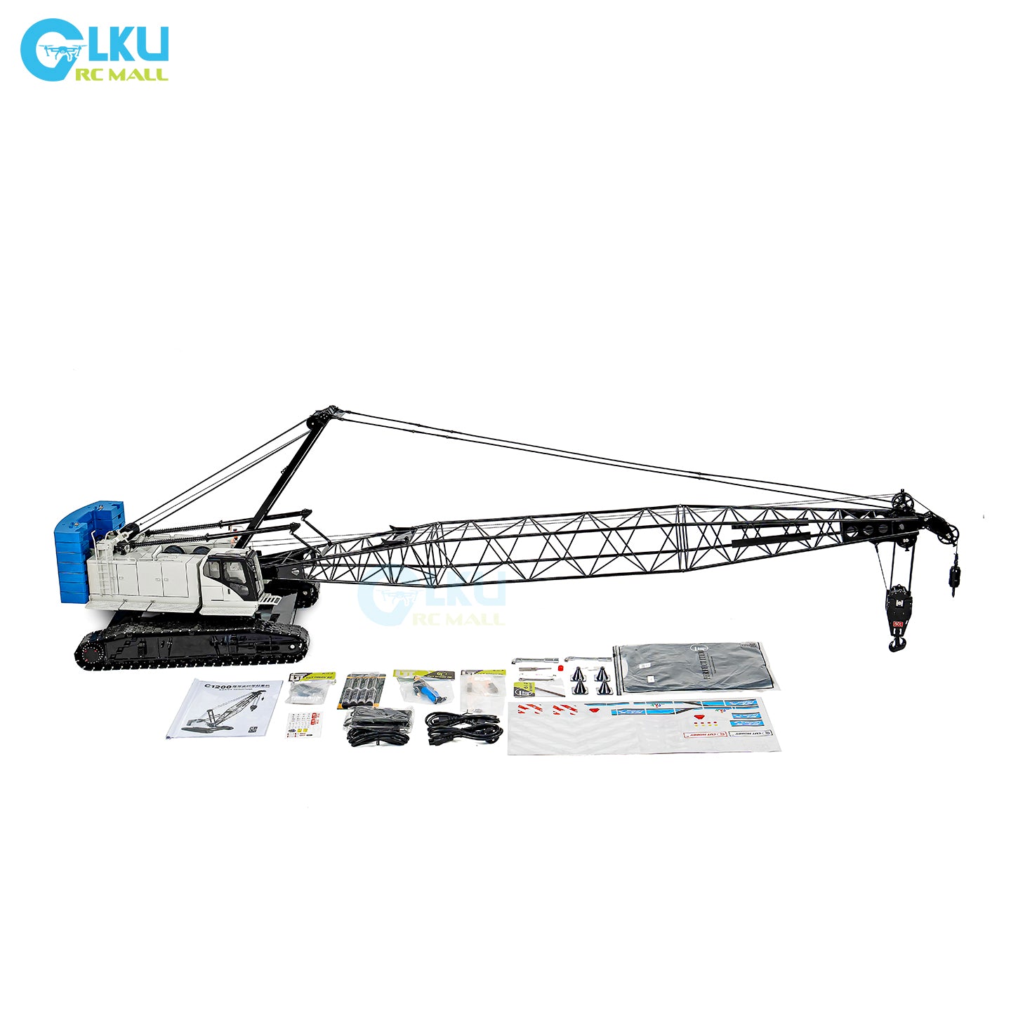 CUT 1/14 C1200 Tracked Truss Hydraulic Crane Simulation Engineering Metal RC Model