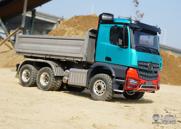 LESU 1/14 Tamiya benz 3348 full drive 6X6 high torque truck model toy hydraulic three-way dump truck