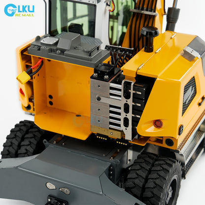 CUT 1/14 RC Hydraulic Wheeled Excavator LR914 8-ways Valve RTR Metal Remote Control 4*4 Digger Model Axle Lock Flysky PL18EV Lite